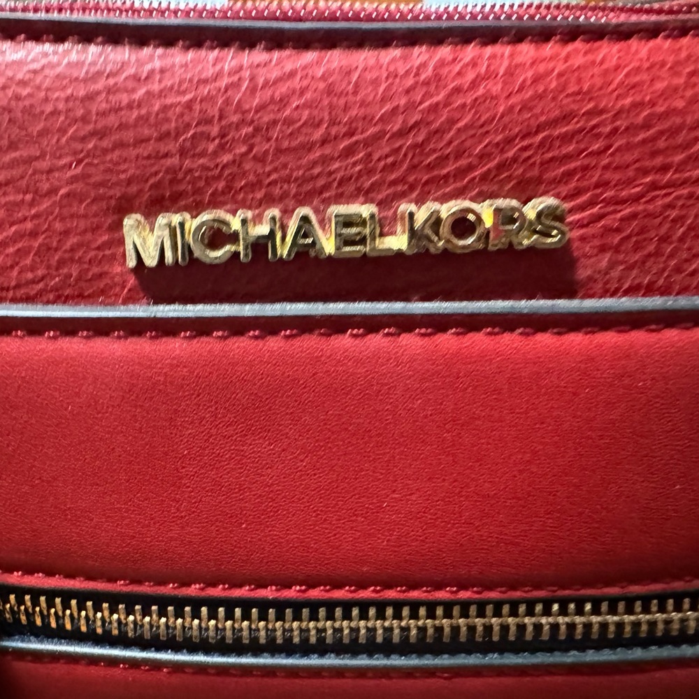 Michaelkors Purse 11x14 deep red and tan!